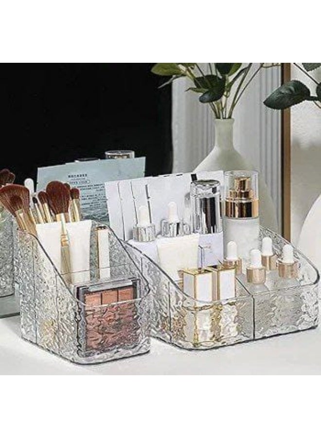 Luxury acrylic makeup organizer with a crystal design – a touch of elegance and organization for your vanity. 3 compartments and can also be used as a remote control organizer. - Image 2